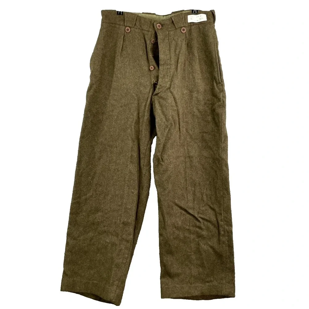 Vintage‎ Belgian Army Pants Men's 30x26* Wool Military Surplus Field Trousers